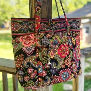 Vera Bradley retired Symphony of Hues XL toggle tote bag 17x14” tons of pockets